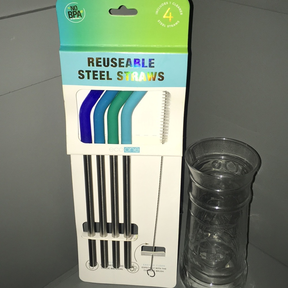 ⬇️ 2/$25 Listing - ♻️ NEW Reusable Steel Straws 4 Pack